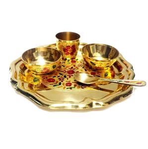 Juego de platos de cobre y latón de alta calidad, juego de cena de cristal, artículos al por mayor superventas, uso para el hogar, artículos de regalo de devolución de boda - Product Image 6