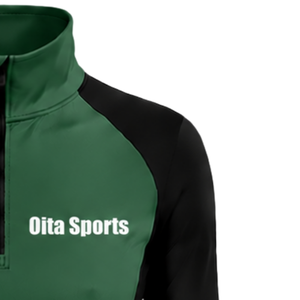 Women Quarter Zip Athletic <b>Top</b> Dark Green Long Sleeve Fitted Sports Training Shirt High Collar <b>Thumbhole</b> Performance Activewear - Product Image 6