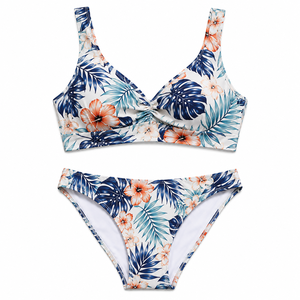 Women’s Floral Print <b>Bikini</b> Set Nylon Spandex Stretch Two Piece Swimwear Mid Rise Brief Casual Summer Beach Swimsuit - Product Image 5