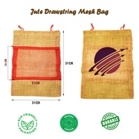 Ecologische Biologisch afbreekbare Jute Trekkoordtas 31*21 cm Herbruikbaar Duurzaam Draagt tot 1,5 KG Fruit Groenten