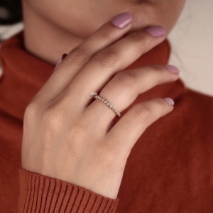 Bezel Set Lab Grown Diamond Certified Eternity Band 14K Yellow Gold <b>Bridal</b> Stackable Customizable Minimalist Handmade Jewelry - Product Image 2