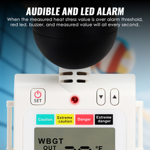 Medidor de Estrés por Calor 2 en 1 WBGT + Índice de Calor, Termómetro de Bulbo Húmedo Portátil para el Lugar de Trabajo, Deportes y Actividades al Aire Libre - Product Image 6