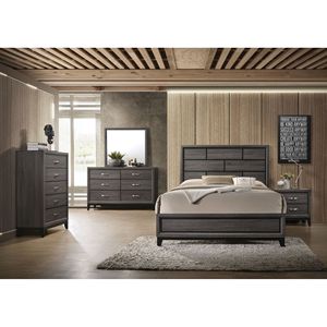 Letto matrimoniale in legno grigio anticato, elegante e confortevole - Product Image 5