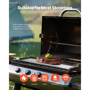 Griglia a Gas Portatile Universale 32x14 Pollici, Piastra Teppanyaki in Acciaio al Carbonio, Griglia BBQ Rettangolare con Struttura in Metallo - Product Image 6