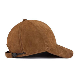 Brown Suede Washed Rivet Baseball <b>Cap</b> 6-Panel Embroidered Logo Front Unisex Casual Fitted Hat <b>Winter</b> Four Seasons - Product Image 6