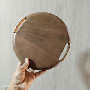 ถาดเสิร์ฟไม้มะม่วงทรงกลม ทำด้วยมือจากไม้ธรรมชาติ ราคาถูก - Product Image 5