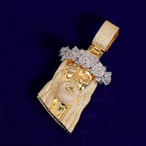 Collar con Colgante de Cabeza de Jesús de Lujo con Incrustaciones de Circonitas, Chapado en Oro, Micro Pavé, Joyería Hip Hop, Regalo para Hombres y Mujeres - Product Image 4