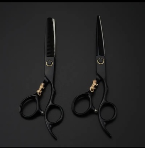 Black Gold Hair Cutting Scissors Professional Salon Shears Straight Razor <b>Edge</b> Styling Barber <b>Tools</b> - Product Image 1