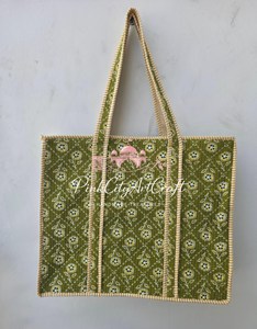 Sacs fourre-tout matelassés Jaipuri avec poche intérieure, tissu premium, design tendance, sacs faits main sans BPA. - Product Image 5