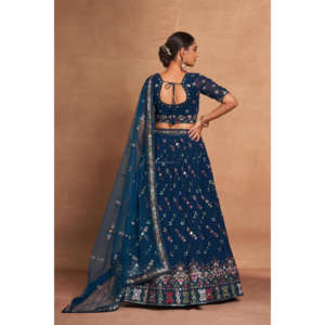 Style indien pakistanais Lehenga Choli pour femmes mariage Design indien filet complet Lehenga Choli Dupatta Blouse broderie travail Manuf - Product Image 1
