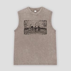 Custom Logo Men Washed Slim Fit Vest <b>Hip</b> Hop Streetwear Digital Printing Cotton Loose Vintage Tops Unisex Tshirt Quick Dry - Product Image 3