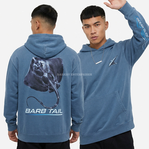 Sweat à capuche personnalisé vert olive avec motif sanglier 500 GSM, imprimé Feral Tusk, streetwear homme, lavage vintage, en molleton épais - Product Image 5