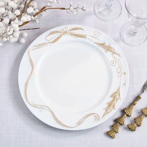 Round Paper Plates with Gold Ribbon <b>Bow</b> Design Classic Disposable Flat Plate for Party - Product Image 3