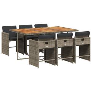 Ensemble de 6 chaises de salle à manger en rotin PE gris, grand ensemble de jardin pliable - Product Image 2