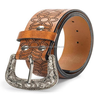 เข็มขัดหนังแท้ปรับแต่งได้สไตล์ตะวันตกพร้อมหัวเข็มขัดทองเหลืองทุกขนาด - Product Image 6