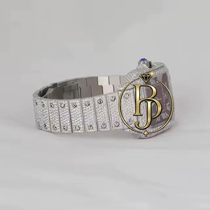 Briva Luxury Square Quartz Analog Wristwatch Deep <b>Red</b> Silver Roman Numerals Sparkling Glass Bezel Stainless Steel Band 10 Bar - Product Image 3