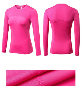 Latest Women's Long Sleeve Sporty T-Shirt Crew Neck <b>Mesh</b> Panel Slim Fit Quick Dry Athletic <b>Top</b> with Custom Logo - Product Image 6