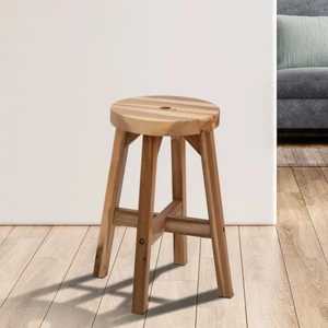 Industrial <b>Round</b> Wood Side <b>Table</b> Trending Metal Frame <b>Nesting</b> Stool Modern Rustic Accent End <b>Table</b> For Living Room Coffee - Product Image 5
