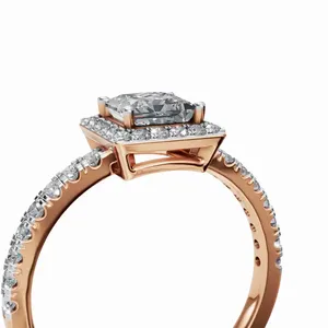 Anillo de Diamante Cultivado en Laboratorio con Corte Redondo y Princesa, Elegante y Lujoso, en Oro Rosa de 18K, Certificado IGI, para Compromiso y Boda de Mujer - Product Image 3