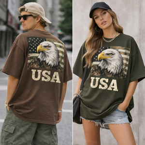 T-shirt surdimensionné personnalisé USA en coton épais, style streetwear, épaules tombantes, unisexe, effet vintage délavé, faible MOQ - Product Image 2