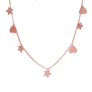 Collar con Colgante de Estrella y Corazón en Oro Rosa, Cadena Delicada para Mujer, Hecho a Mano, Moderno, Regalo de San Valentín, Collar para Fiesta - Product Image 1