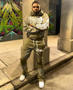 HypeBeast Worldwide Men's Tracksuit Full <b>Zip</b> <b>Hooded</b> Sweatshirt Set Black Letter Print Streetwear Autumn Casual Wear - Product Image 6