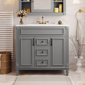 Mobile Bagno Moderno da 36 Pollici con Lavabo Singolo, 2 Ante e 2 Cassetti con Chiusura Ammortizzata - Product Image 6