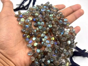 Perles de Labradorite Naturelle en Goutte d'Eau (Briolette) de Madagascar, 8 Pouces, Tailles 6x8mm-8x12mm, Fourniture de Bijoux - Product Image 2
