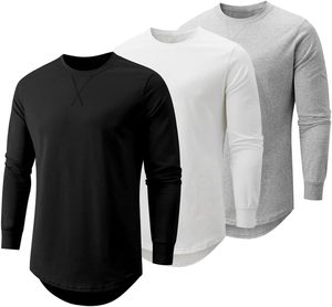 Camiseta de Punto de Manga Corta para Hombre, Cuello Redondo, Color Sólido, Corte Regular, Largo Casual, Negro, Gris, Verde Oliva, OEM, ODM - Product Image 6