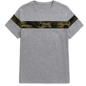 T-Shirt à manches courtes ras du cou pour hommes, motif camouflage imprimé, pour l'extérieur, décontracté, grande taille, été - Product Image 1