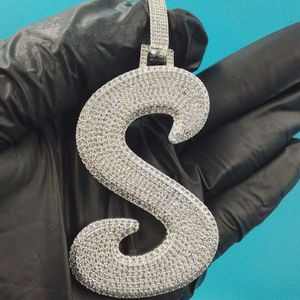 Iced Out Letter S <b>Pendant</b> CZ Diamond <b>Initial</b> <b>Pendant</b> Hip Hop Alphabet Necklace Charm Custom Name Jewelry - Product Image 1