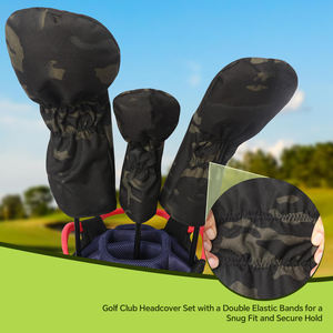 Housse de tête de club de golf en cuir PU imperméable, conçue sur mesure, avec logo brodé et fermeture élastique - Product Image 5