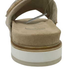 Sandalias Deslizantes de Cuero Beige con Amortiguación de Aire, Punta Abierta, Antideslizantes, Zapatos de Verano con Suela de Goma, Estilo Slip-On - Product Image 3