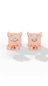 Boucles d'oreilles de luxe en or 10K avec diamant de laboratoire certifié, taille princesse, solitaire à quatre griffes, style panier - Product Image 6