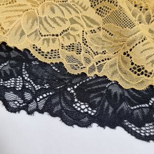 Ribete de Encaje Floral Amarillo Mostaza, 23 cm de Ancho, Elástico, Ligero, para Lencería, Vestidos, Decoración - Product Image 4