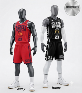 Ensemble de maillots de basket-ball REXFIT SPORTS, sublimés, col en V, sans manches, respirants, en polyester, uniformes de sport pour hommes, domicile et extérieur - Product Image 4