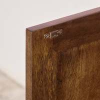 Meuble bar en teck massif noyer foncé avec plateau en bois, porte-verres à vin, console de rangement, organisation écologique des boissons, démontable