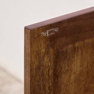 Dark Walnut Bar Cabinet with Marble Top and Wine Glass <b>Rack</b> Storage Console for <b>Drinks</b> Organization - Product Image 5