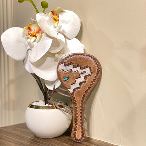 Nuevos espejos de bolsillo con mango compacto de cuero genuino, diseño personalizado de alta calidad, vaquera, maquillaje occidental, accesorio de viaje - Product Image 2