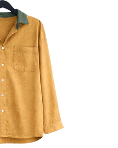 Ensemble deux pièces décontracté pour femme : chemise gris clair et pantalon gris foncé à jambes larges, en coton et lin, coupe ample, vêtements d'été, OEM - Product Image 4