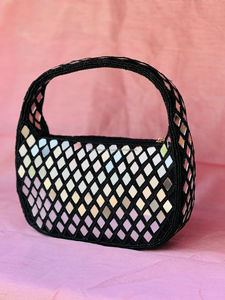 Sac de soirée de luxe perlé fait main, sac à bandoulière pour mariage et événements, pochette perlée, meilleur prix, effet miroir - Product Image 1