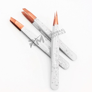 RMI Trending Plasma Rose Gold Tips Private Label White Eyebrow Tweezers Sustainable Stainless Steel And Glitter Coated Color - Product Image 4