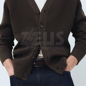 Factory Made Solid Color Fine Knit Casual <b>Men</b> <b>Cardigan</b> <b>Long</b> Sleeve V Neck Button Up Comfortable Daily Travel Sweater - Product Image 4