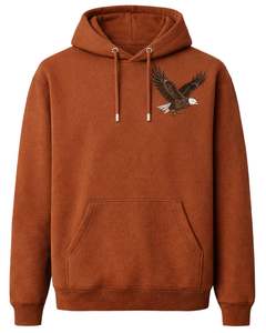 Sweat à capuche homme marron rouille avec logo Aigle, coupe oversize, en molleton épais, avec poche kangourou, style streetwear personnalisé, pour fabricants - Product Image 1