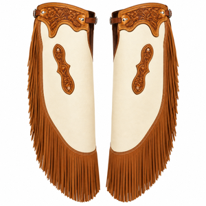 Cinturones de Cuero Estilo Western con Flecos Largos y Trenzado, de Cuero Genuino para Montar a Caballo |   Ropa Ecuestre para Caballos Ranch Rodeo Trail - Product Image 1