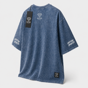 Fabricant de T-shirts personnalisés en gros, délavés à l'acide, épais, coupe oversize, épaules tombantes, imprimé graphique squelette, style vintage pour homme - Product Image 3