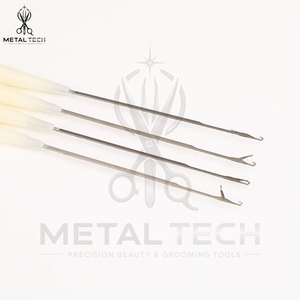 Off White Hair Extension Micro Ring Link <b>Threader</b> Latch Hook Pulling <b>Needle</b> Set For Professional Salon Installation Tools - Product Image 6