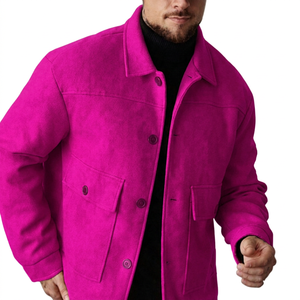 Chaqueta Bomber Casual Negra de Invierno para Hombre con Cuello Mao, Cierre de Cremallera, Corte Regular, Color Sólido, Tela de Lona, Logotipo Frontal - Product Image 3