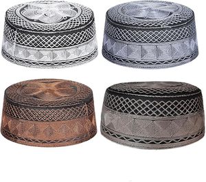 หมวกคลุมผมอิสลามสำหรับผู้ชาย ทำจากผ้าฝ้าย ปักลายสีขาว สไตล์ชาติพันธุ์ สำหรับสวมใส่ประจำวันและประกอบพิธีกรรมทางศาสนา - Product Image 4