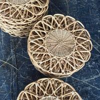 Panier de mariage en rotin tressé à la main Vinagreen, motif floral circulaire, tissage fantaisie, décoration d'intérieur Ninh Binh